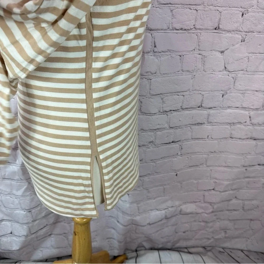 white house black market WHBM striped tee tunic women M neutral minimalist layer - Picture 3 of 10